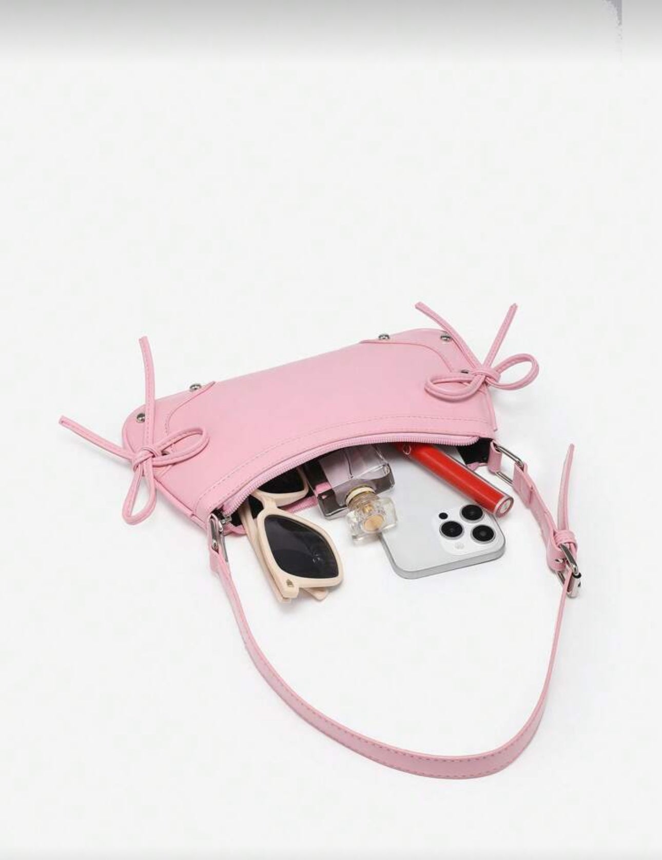 SHEIN Criss Cross Pink Bow Underarm Shoulder Bag
