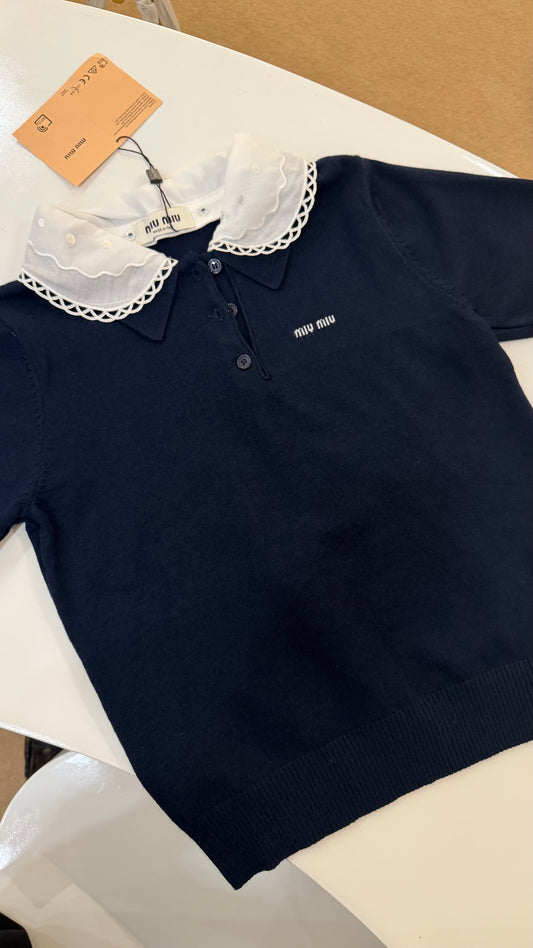 Miu Miu double collared Knit Polo Shirt