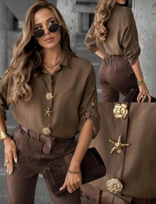 Shein Long Sleeve Button Front Collar Shirt