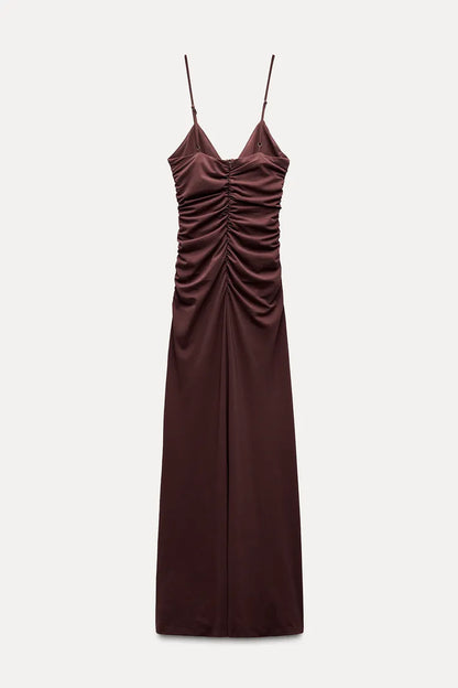 ZARA Embssed Floral Midi Dress -AuberGine