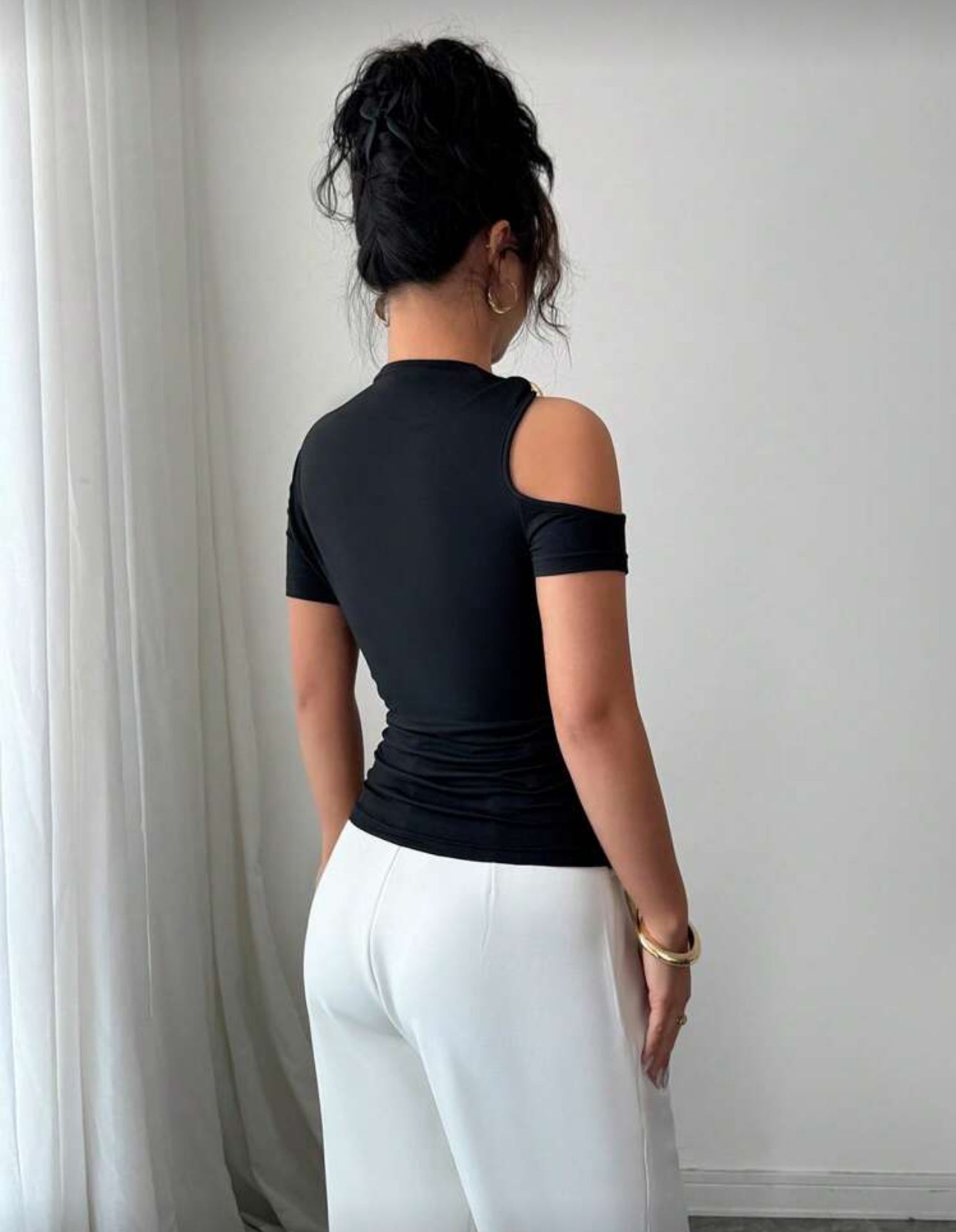 Shein Elenzga Metal Decor Off Shoulder T shirt