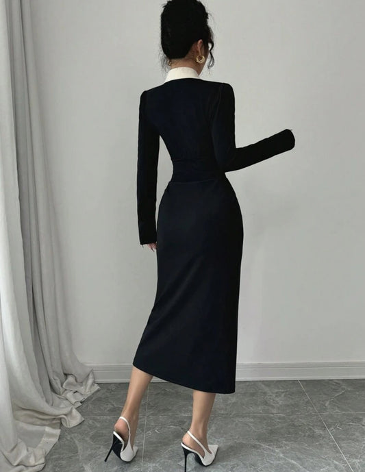 Shein Elengza women Fitted Color Block Formal Dress