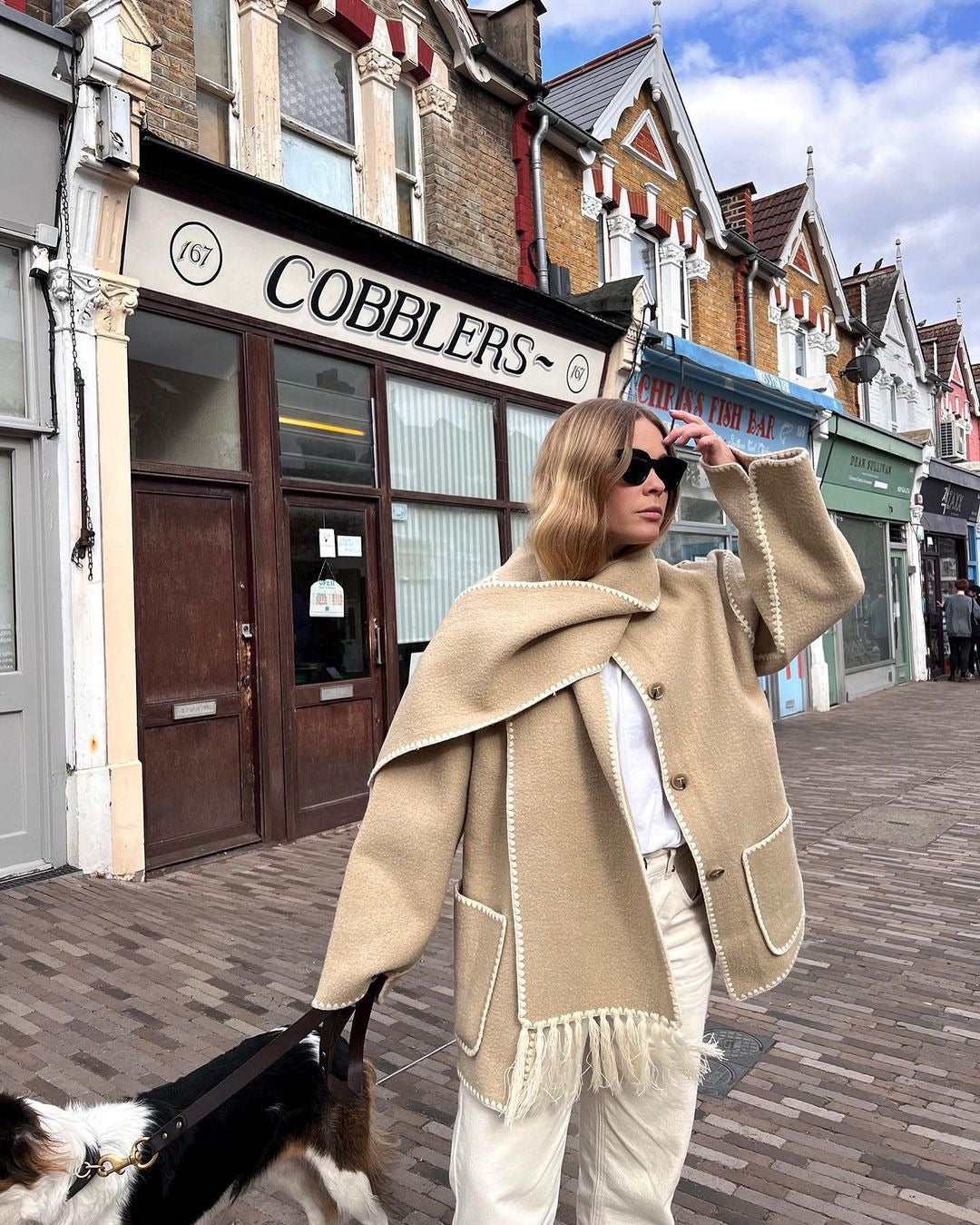 SHEIN Maija Women Jacket with Scarf(BEIGE)