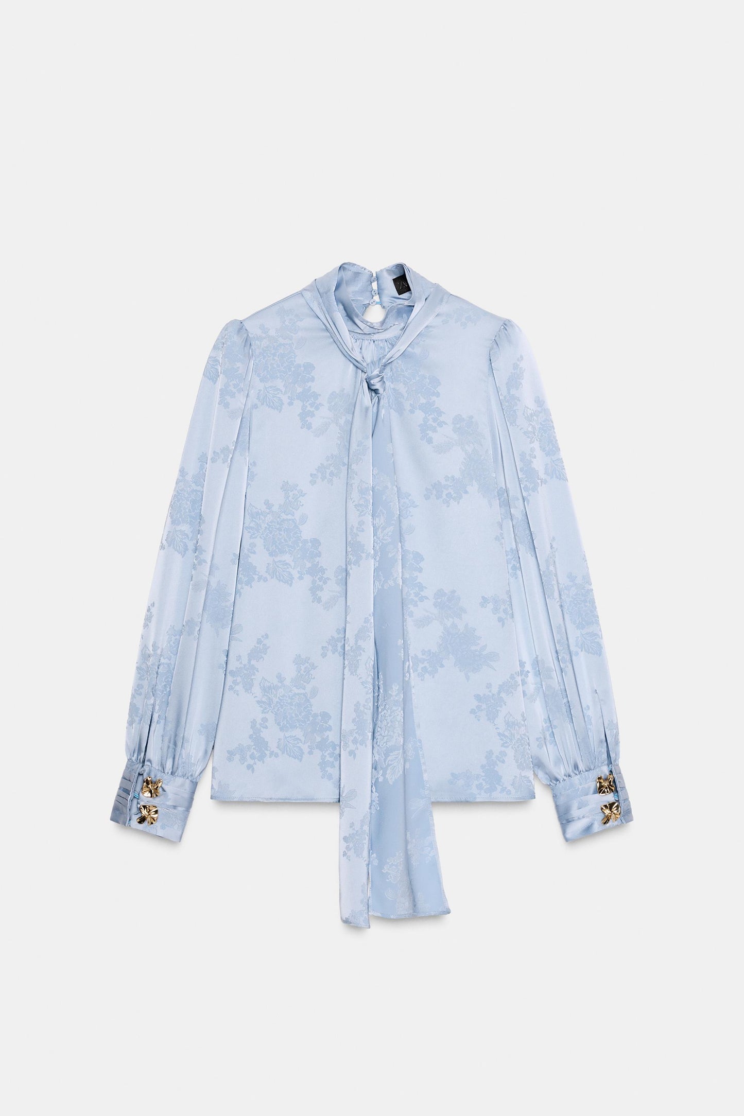 Zara Satin Finished Jacquard Shirt With Bows