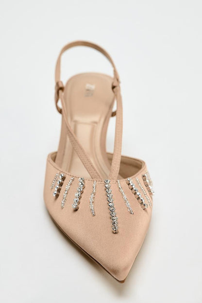 ZARA Open Back Heel Shoes With Stones