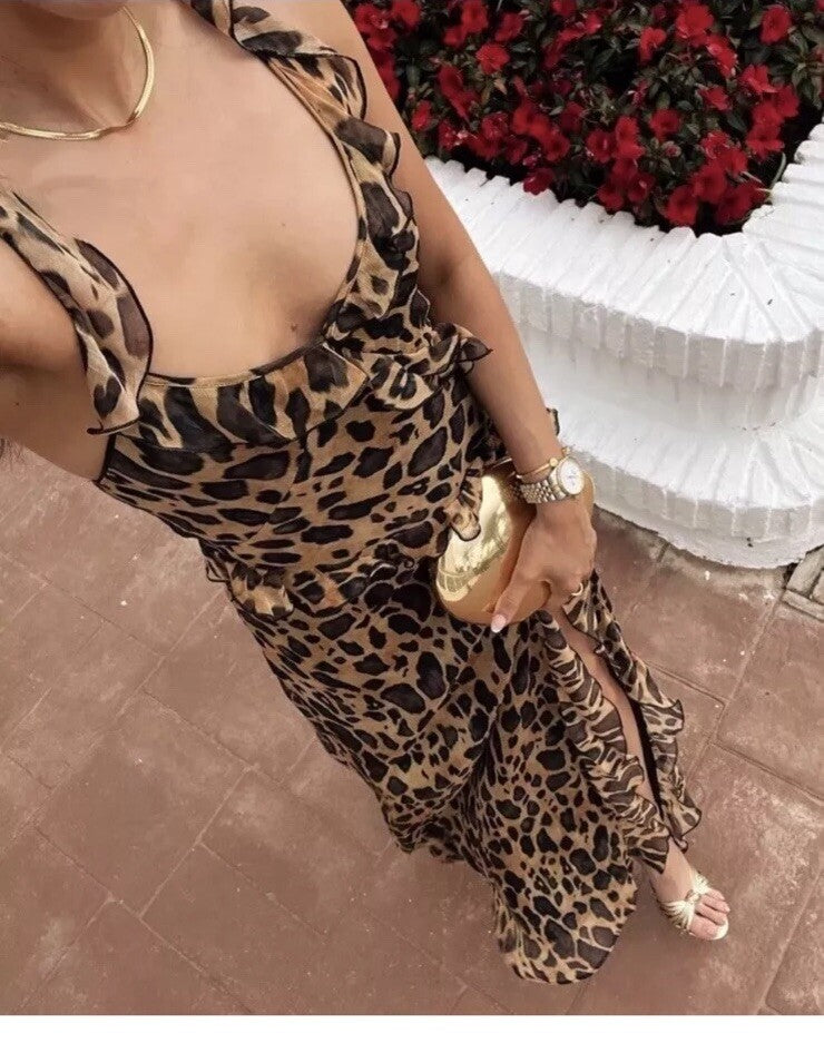 Zara Leopard Ruffled Dress