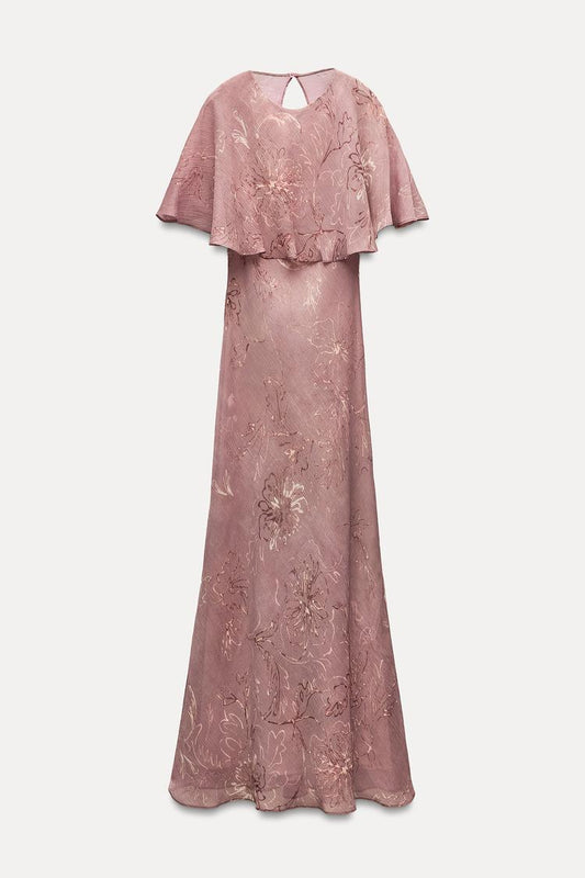 ZARA ZW Collection Layered Print Dress - Pink
