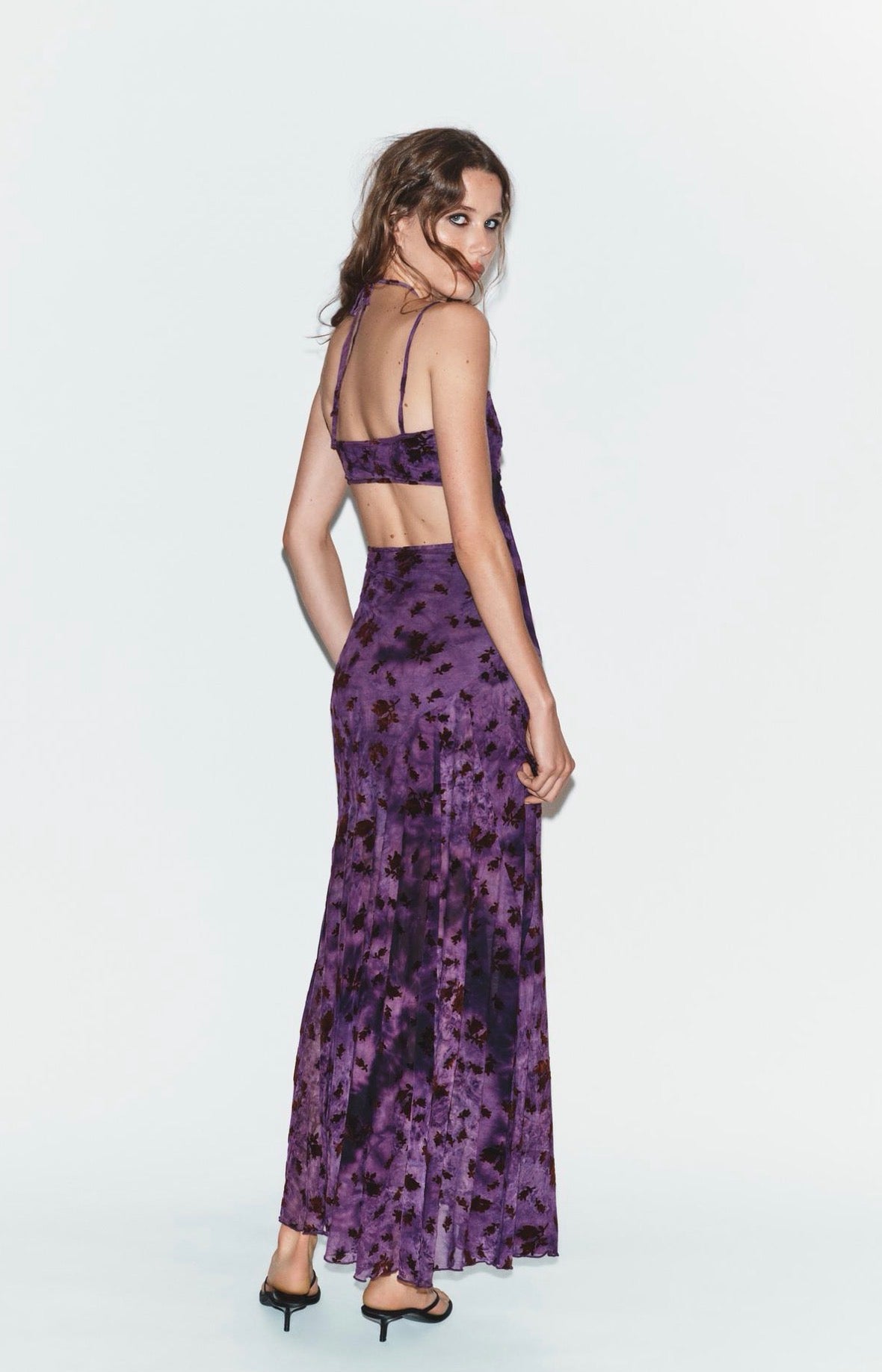 Zara Long Flocked Tulle Dress