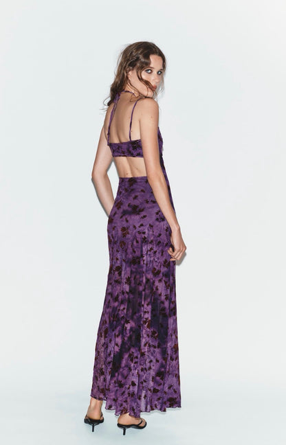 Zara Long Flocked Tulle Dress