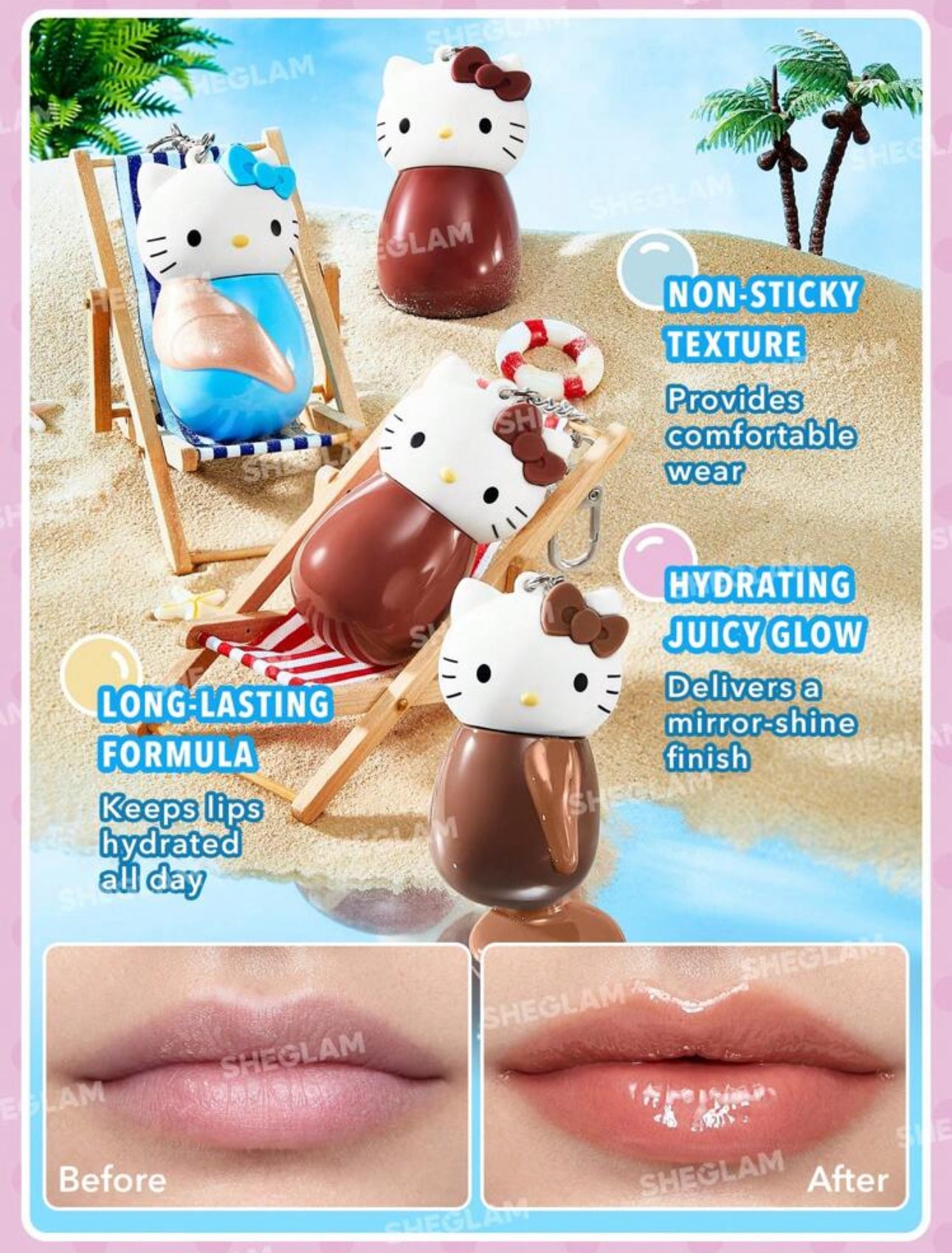 SHEGLAM Hello Kitty Poolside Perfection Lip Glaze
