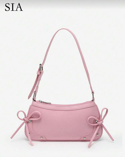 SHEIN Criss Cross Pink Bow Underarm Shoulder Bag