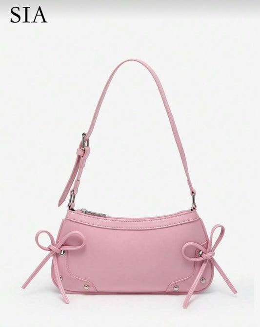 SHEIN Criss Cross Pink Bow Underarm Shoulder Bag