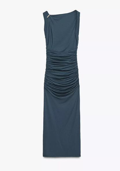 Zara Shell Polyamide Dress Navy
