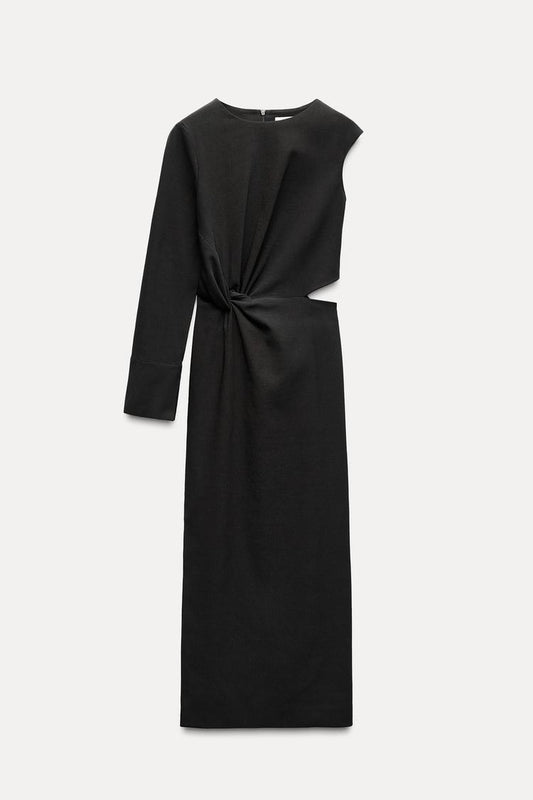 ZARA ZW Collection Dress With Cut Out Detail - Black