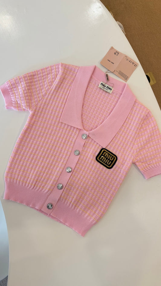 MIU MIU Long Collar Knit Polo