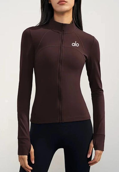 Alo Yoga Jacket Full Sleeve For Womens-Brown