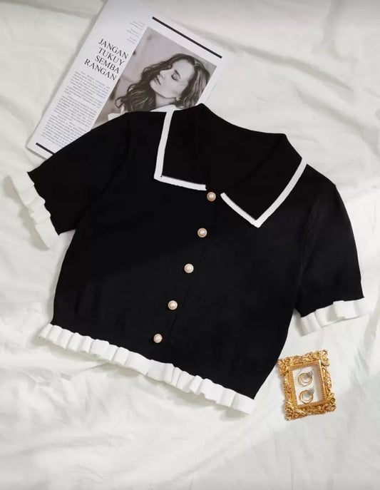 Shein Button Front contrast Binding Cardigan polo