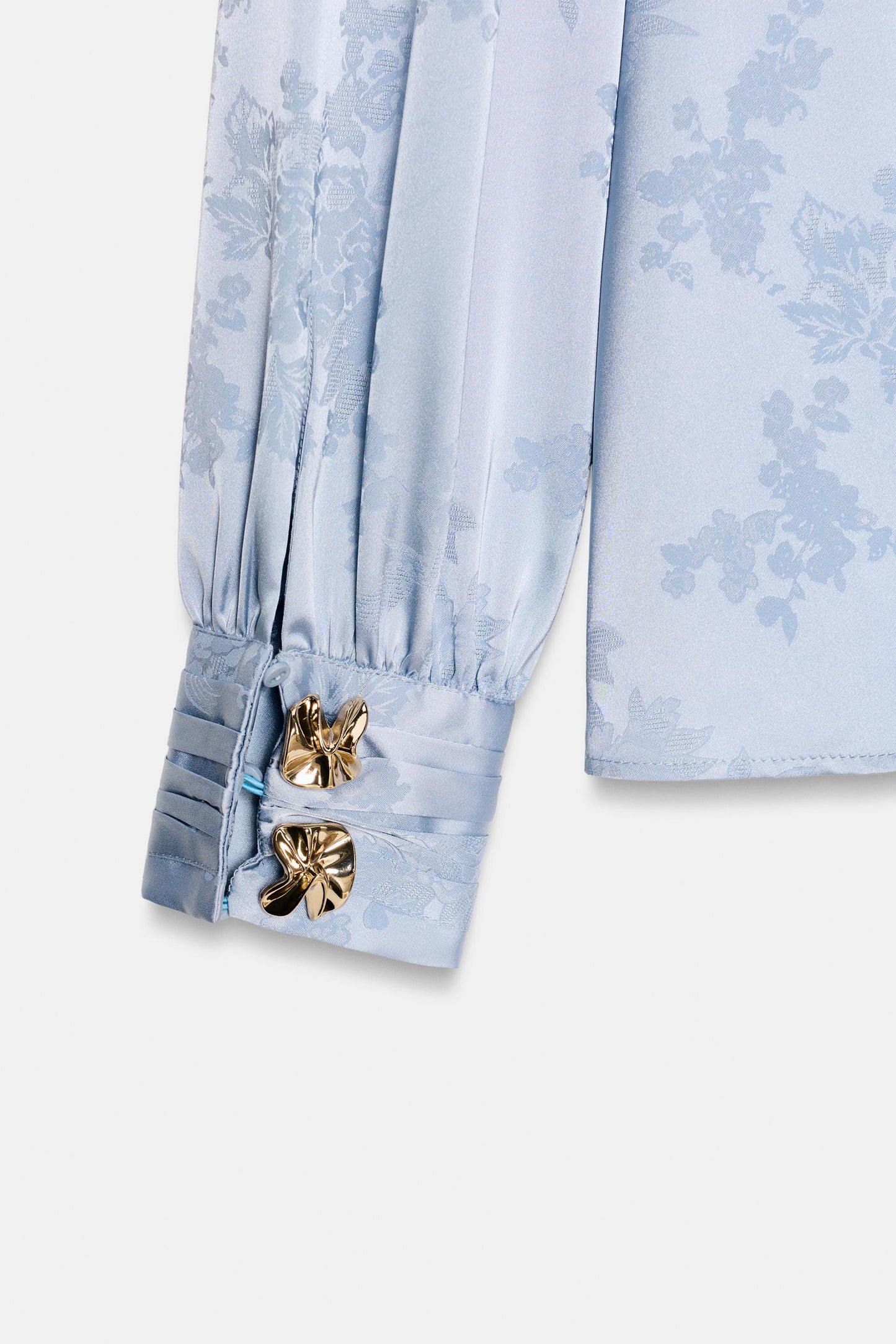 Zara Satin Finished Jacquard Shirt With Bows