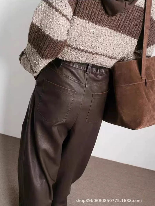 Shein Pu Leather Wide leg pant