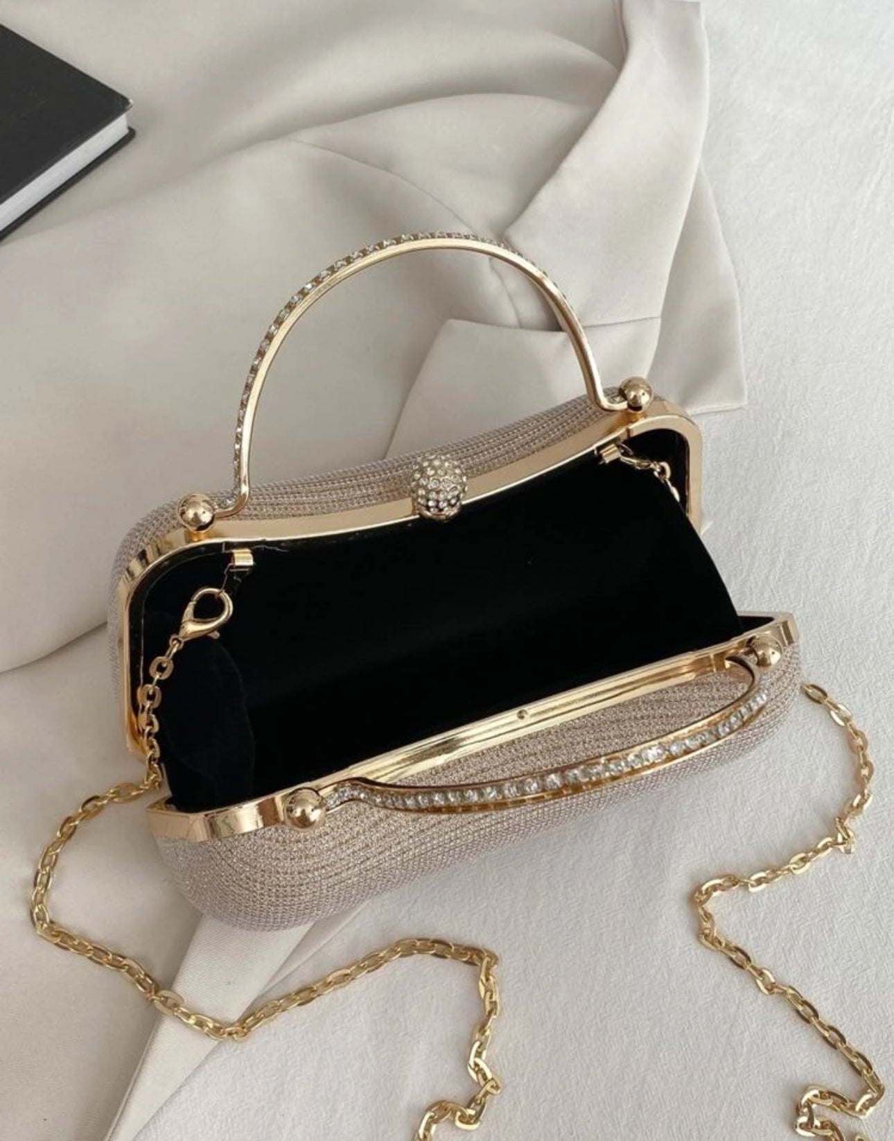 SHEIN Lightweight Busines Rhinestone Decor Bucket Bag