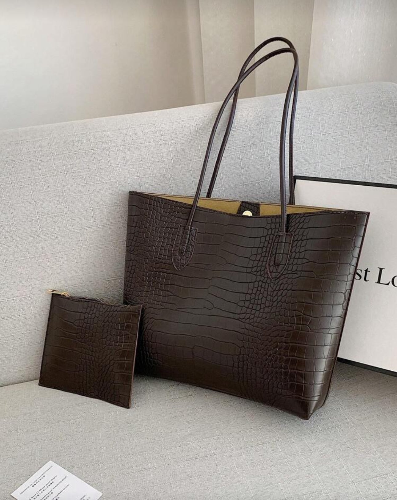 SHEIN Crocodile Printed Shoulder Tote Bag