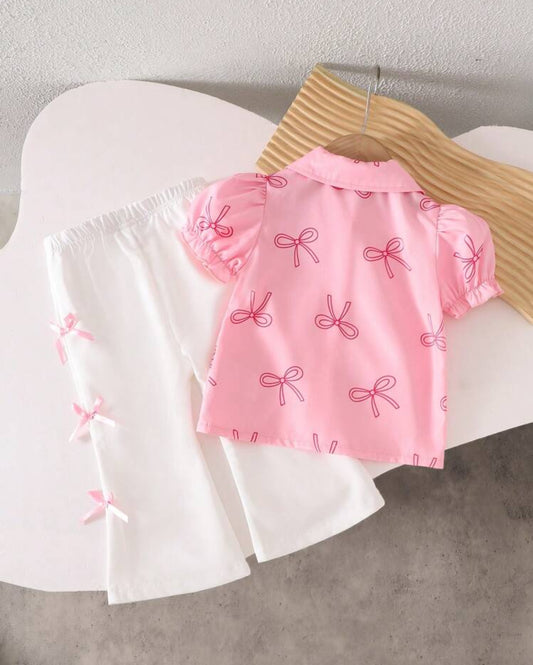 SHEIN Baby Girls Korean Style Cute Butterfly Print Short Sleeve