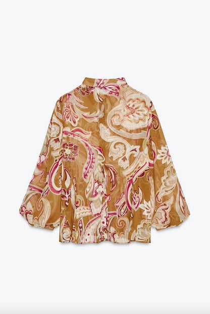 ZARA  Printed Sem Sheer Shirt -Multicolored