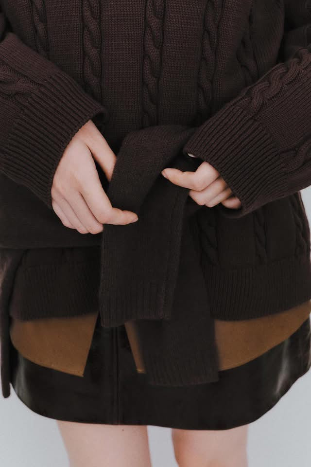 ZARA able Knit Polo Shirt-Brown