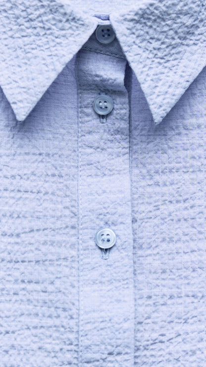 ZARA Cropped Shirt With Cutwork Embroidery - Sky Blue