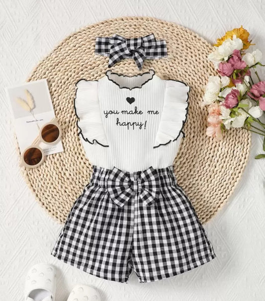 SHEIN Baby Girls Slogan Graphic Ruffle Trim Tee