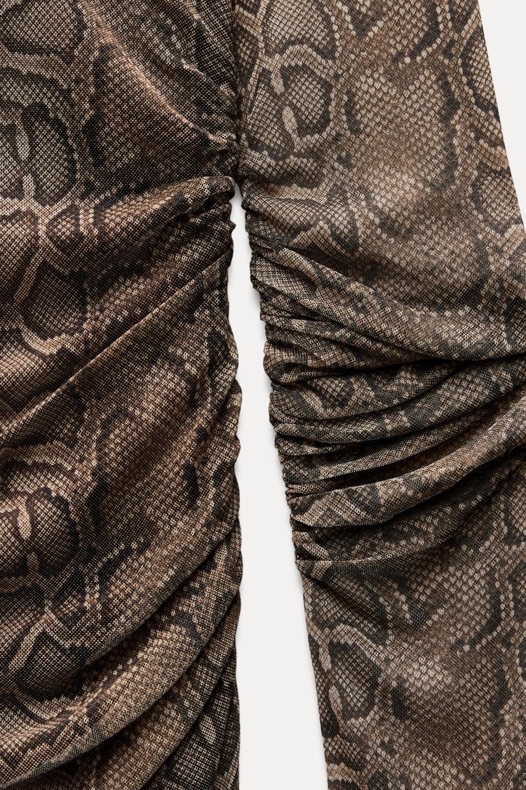 ZARA Draped Tulle Dress -Snake/Tan