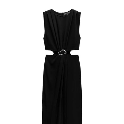Zara Crape Hardware Cutout Dress