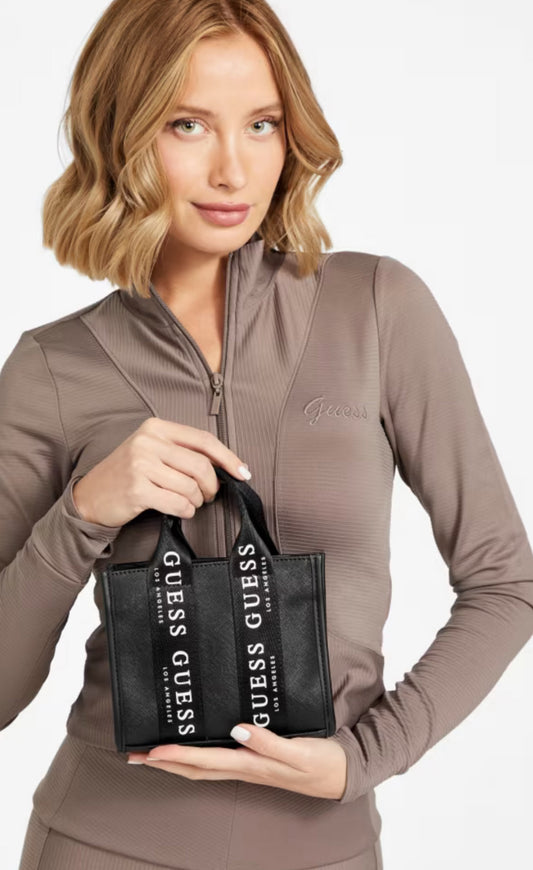 Guess Logo Tape Mini Tote Cross Body Bag