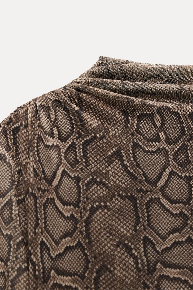 ZARA Draped Tulle Dress -Snake/Tan