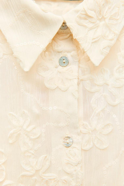 ZARA Semi Sheer Textured Shirt With Sequins