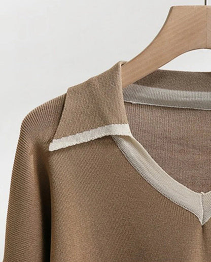 SHEIN Dazy 2pcs Sweater and Wide Leg Pants Cord Set Coffee