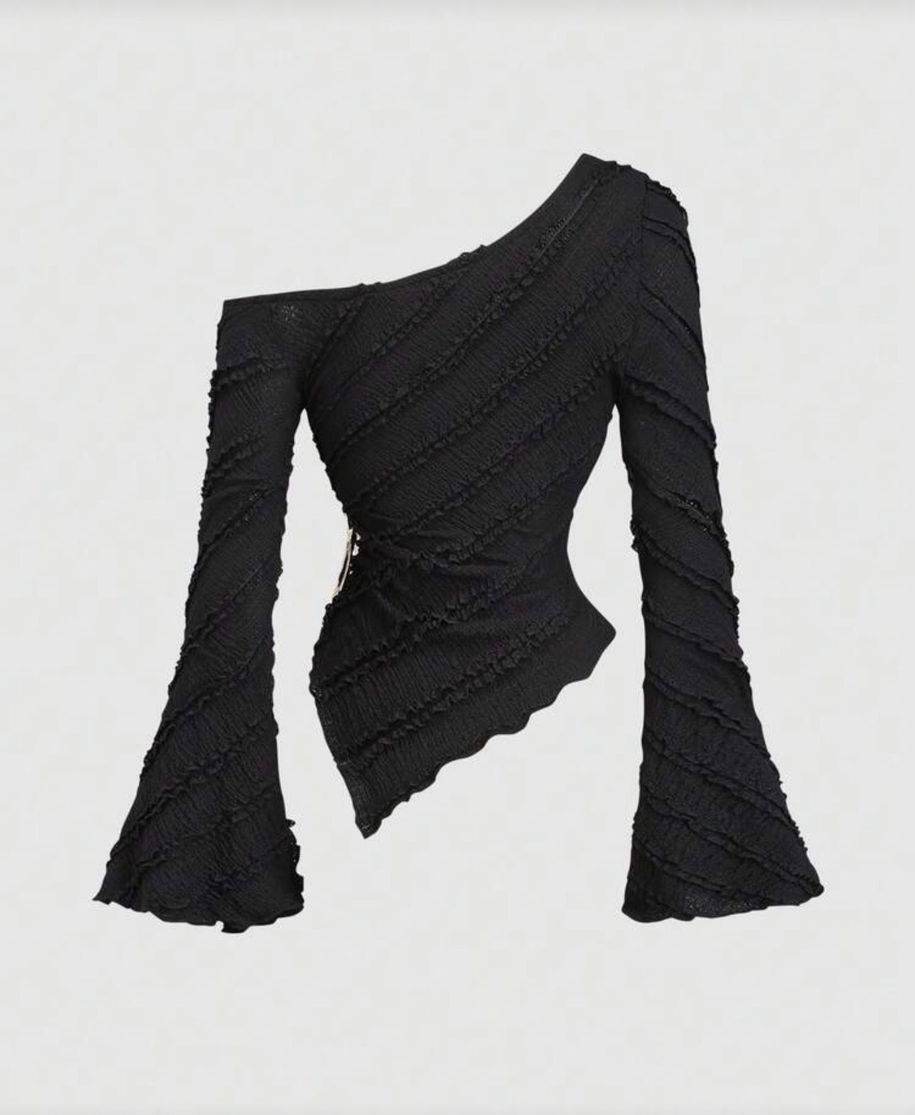 Shein Women Textured fabric Asymmetric Hem Long Shirt