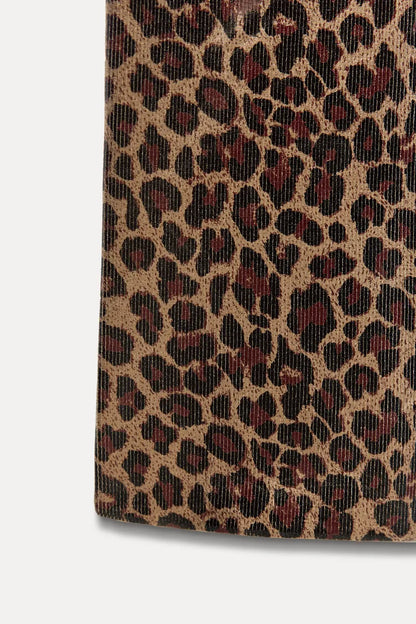 ZARA Knit Foil Dress With Animal Print -Leopard
