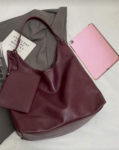 SHEIN 2pcs Vintage Burgundy Tote Bag