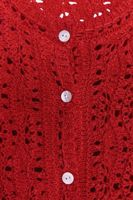 ZARA Open Knit cardigan-Red