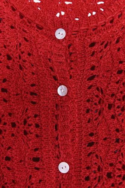 ZARA Open Knit cardigan-Red