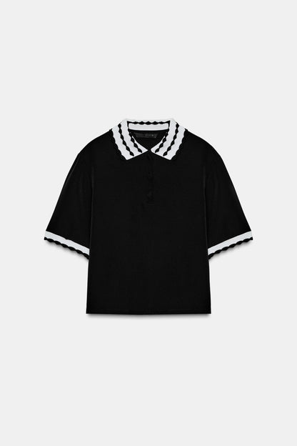 Zara Contrast Polo Top