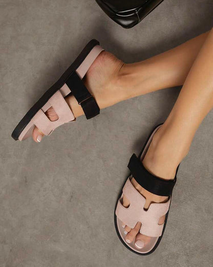 Shein Shein Shuzia Women Shoes Comfy Open Toe Thick Solid Flats Sandals