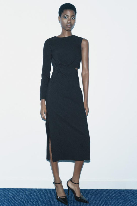 ZARA ZW Collection Dress With Cut Out Detail - Black