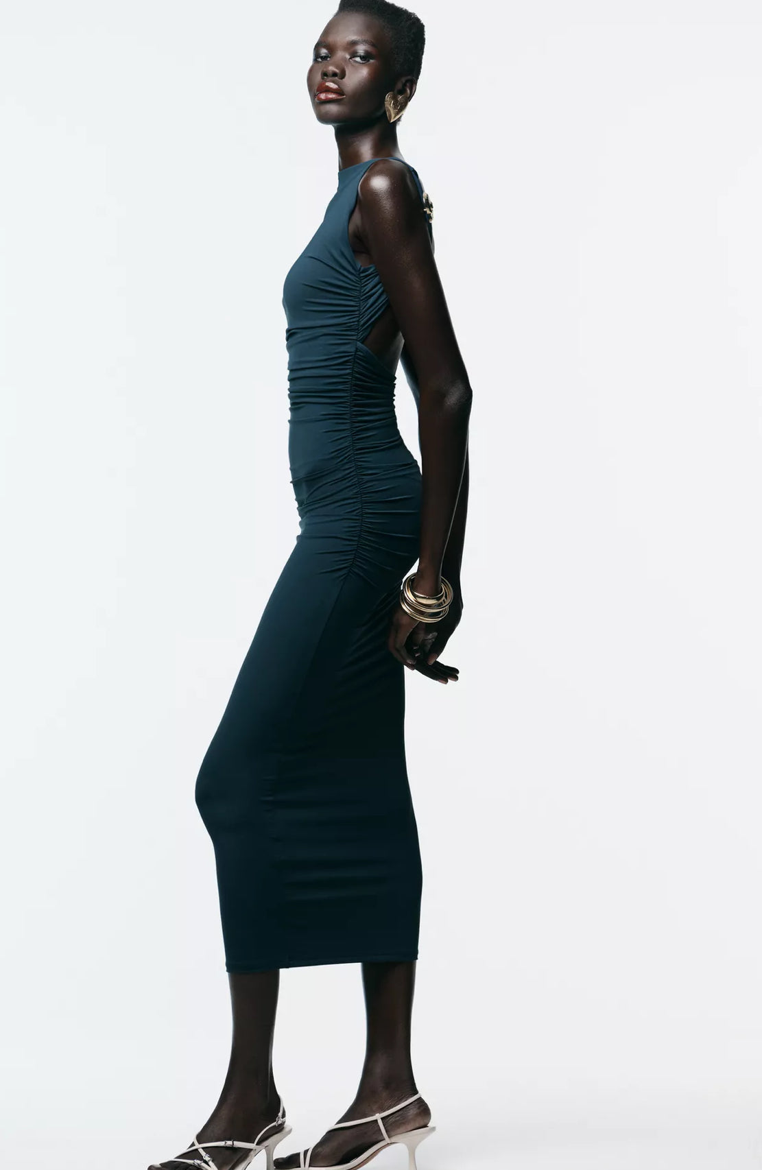 Zara Shell Polyamide Dress Navy