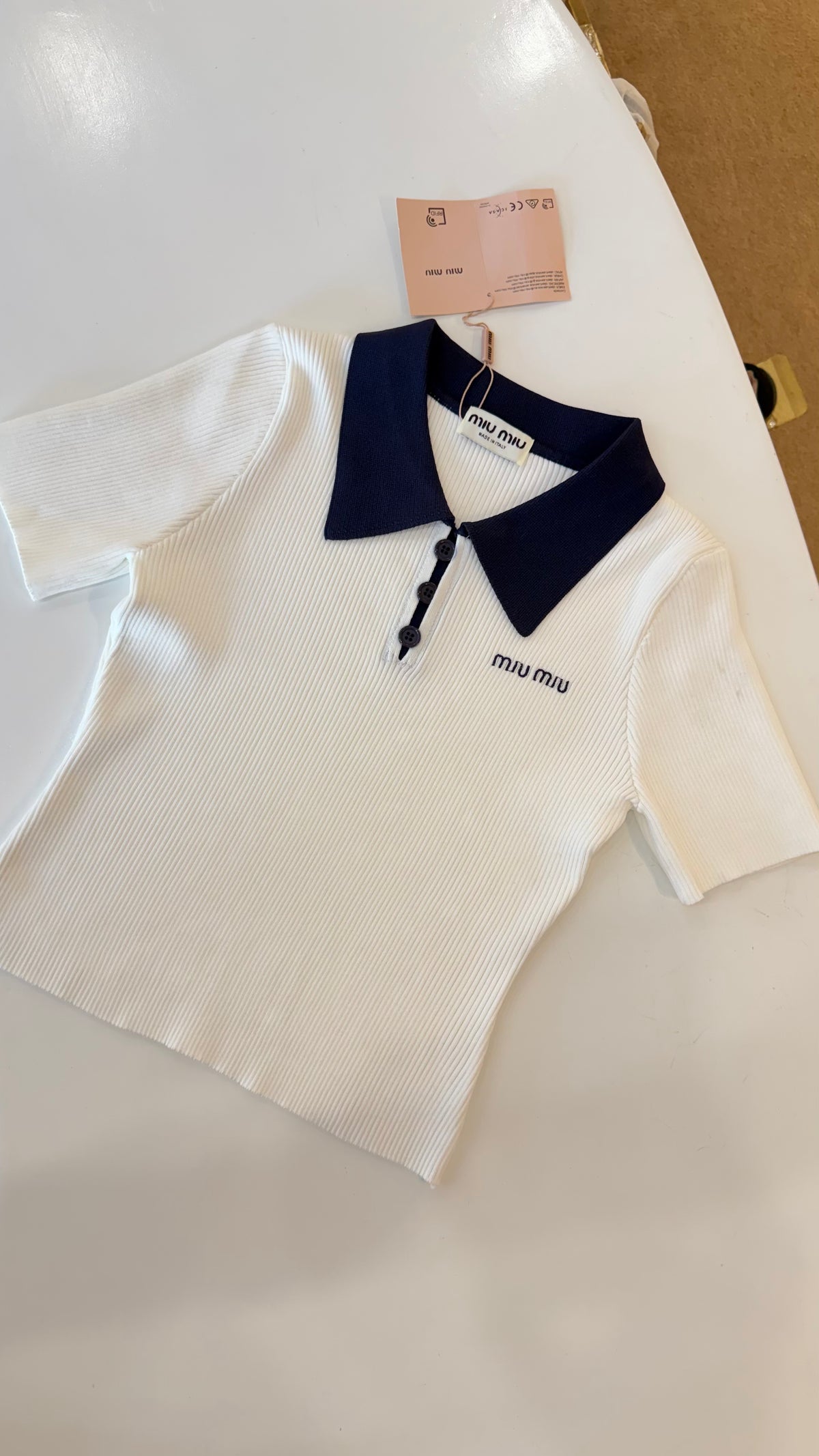 MIU MIU Knit Polo White