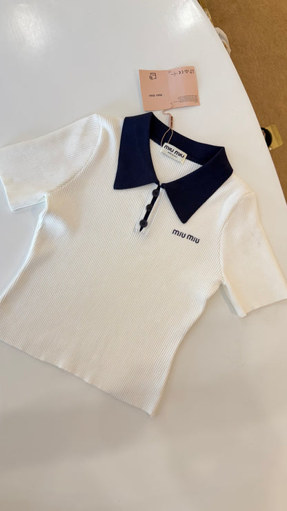MIU MIU Knit Polo White