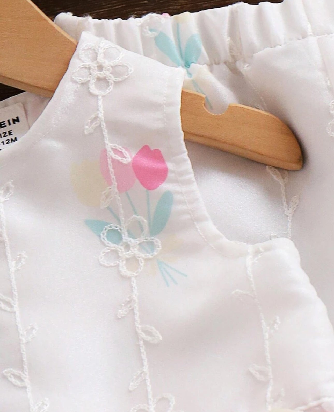 SHEIN Baby Girls Tulip Printed Sleeve Top And Pants Set
