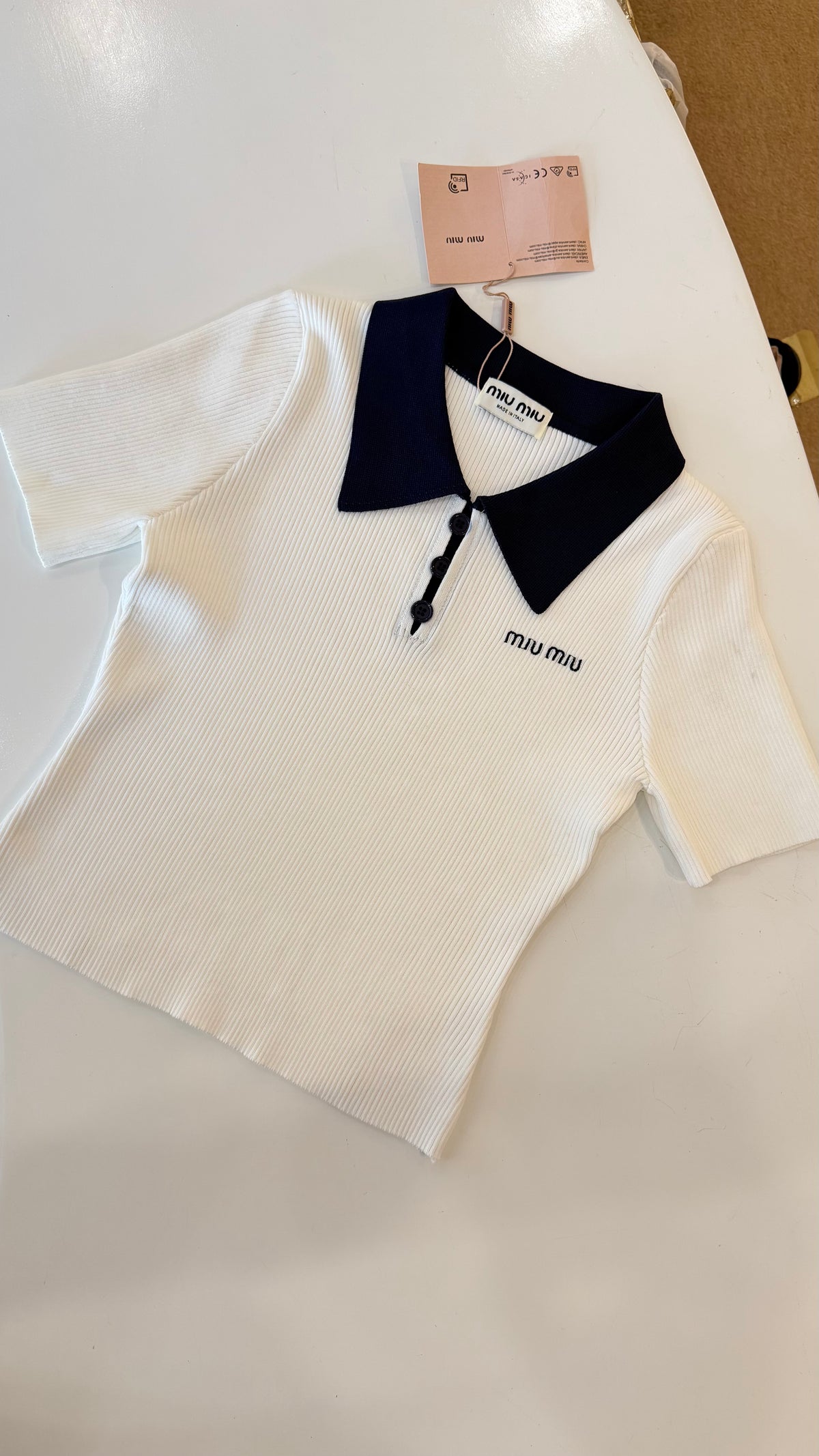 MIU MIU Knit Polo White