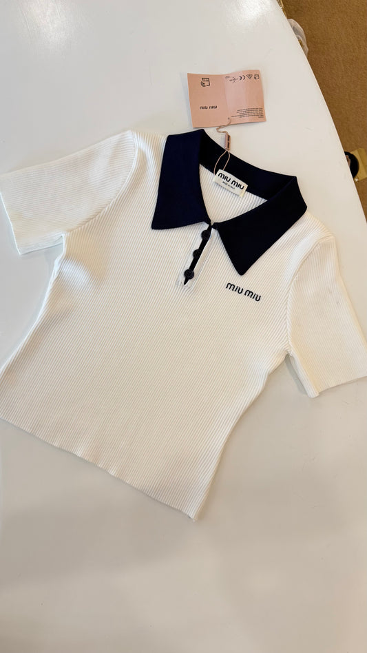 MIU MIU Knit Polo White